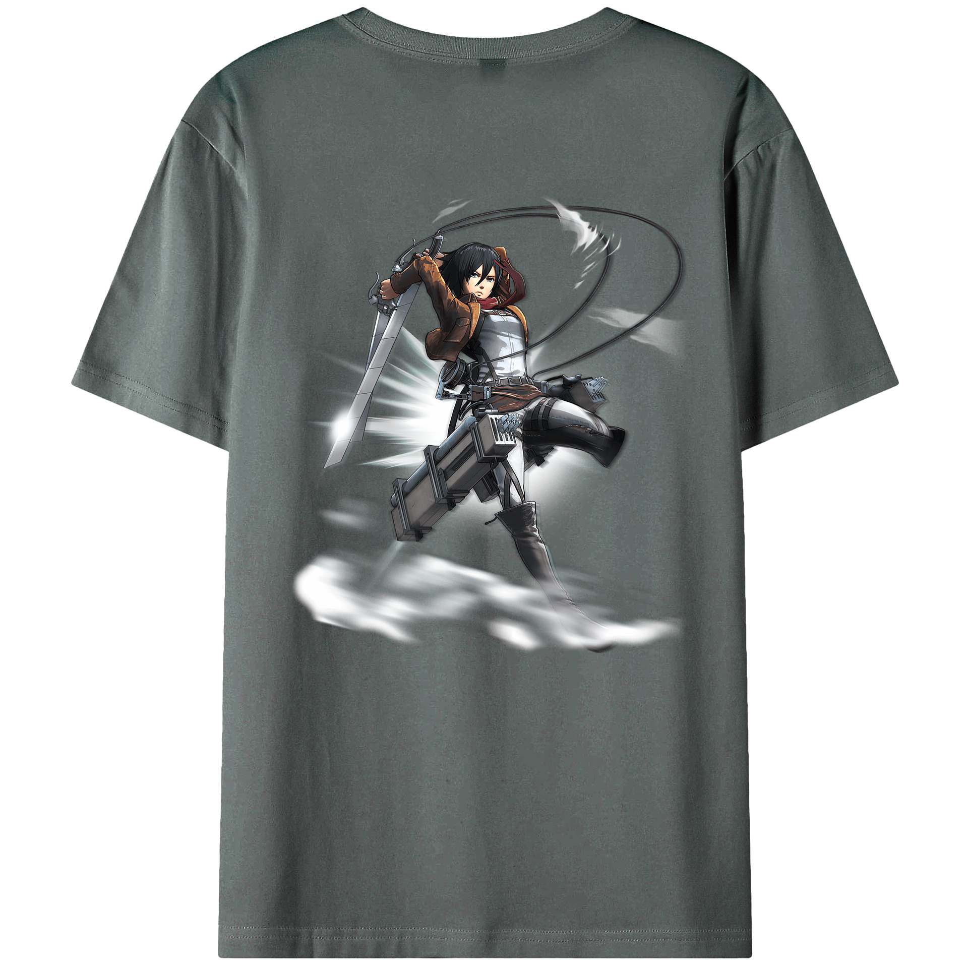 （画像用） 進撃の巨人 ミカサ·アッカーマン Attack on Titan Mikasa Ackerman 綿100％半袖Tシャツ（背面プリント）